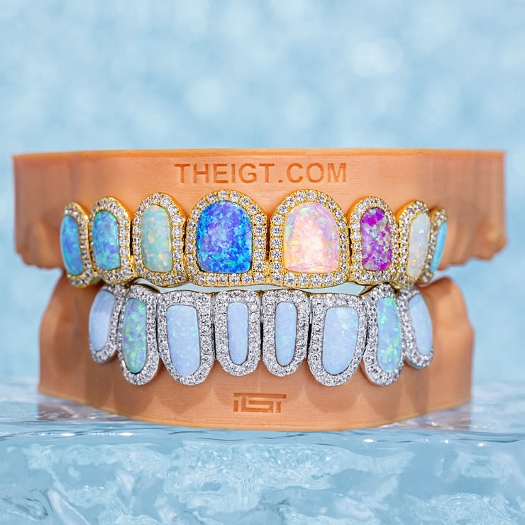 PAVE SETTING MULTI-COLORED OPAL DIAMOND GRILLZ