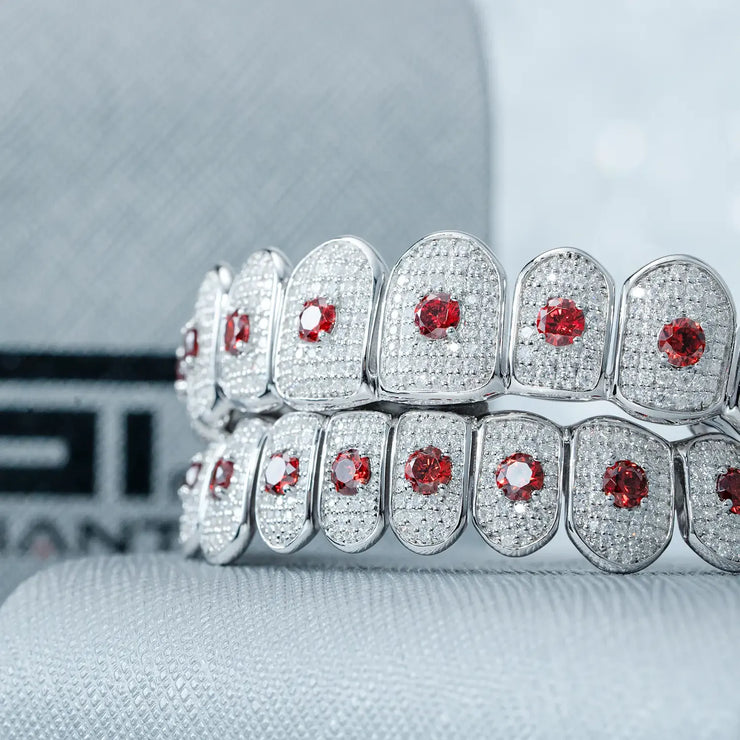 CUSTOM RED GEMSTONE GRILLZ