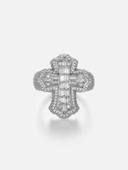 S925 Moissanite Baguette Cross Ring