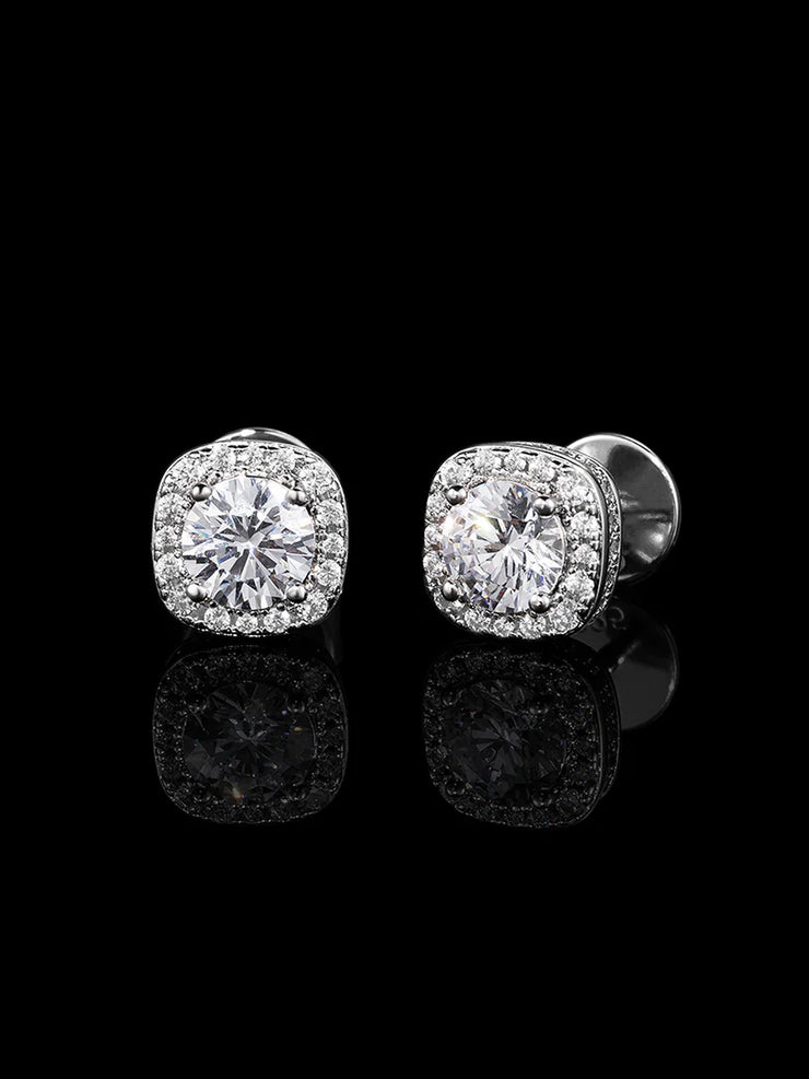 S925 Moissanite Micro Square Stud Earrings