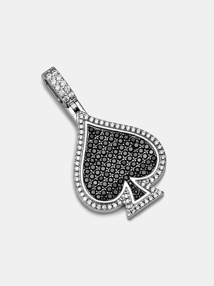 S925 Black Moissanite Spade Pendant