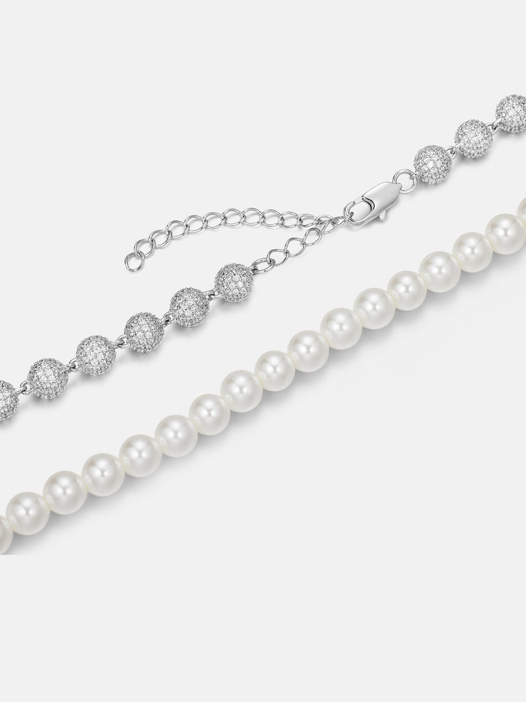 S925 Moissanite & Pearl Ball Chain