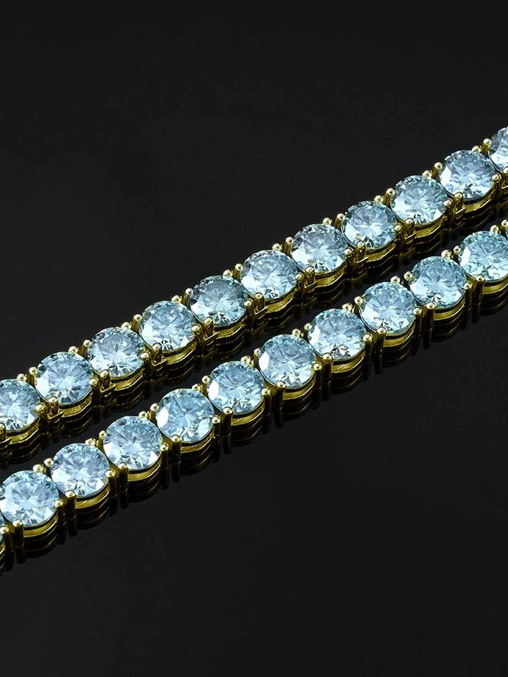 S925 Rare Blue Moissanite Tennis Chain