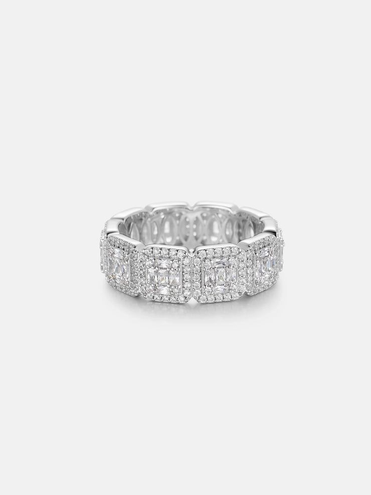 Round Moissanite Square Band Ring 0.9ctw