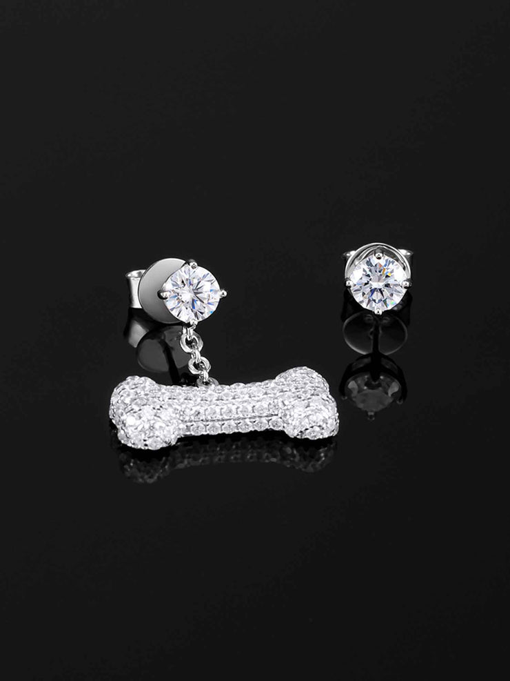 925 Sterling Silver Iced Bone Earrings