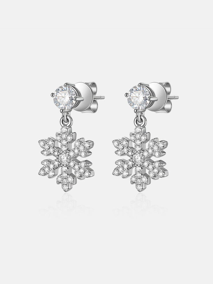 Snowflake Dangle Moissanite Stud Earrings