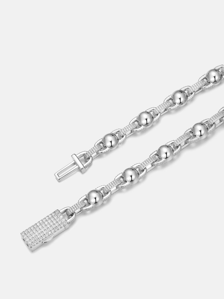 8mm Moissanite Round Ball Rolo Chain