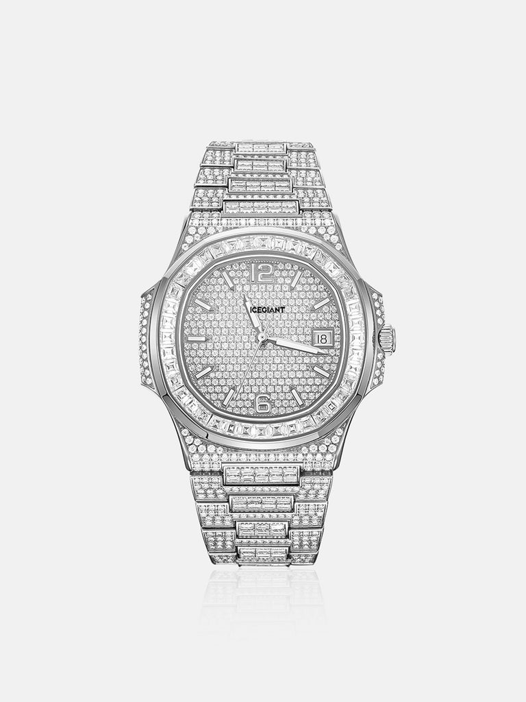 Iced Out Baguette Cut Moissanite Watch