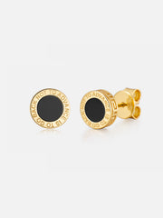 Made To Order S925 Round Black Agate Stud Earrings