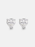 S925 Moissanite Heart Shaped Stud Earrings - 2 Carat Total
