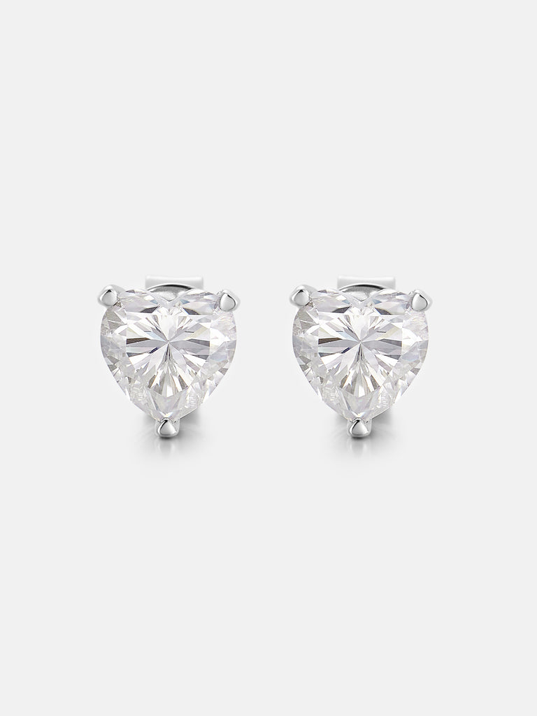 S925 Moissanite Heart Shaped Stud Earrings 2 Carat Total