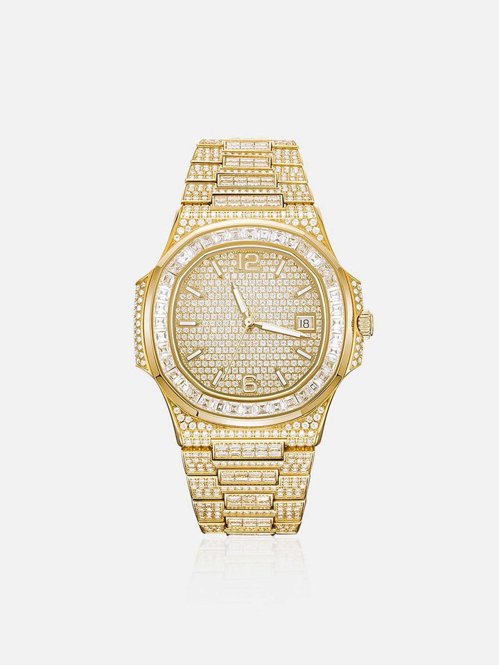 Iced Out Baguette Cut Moissanite Watch