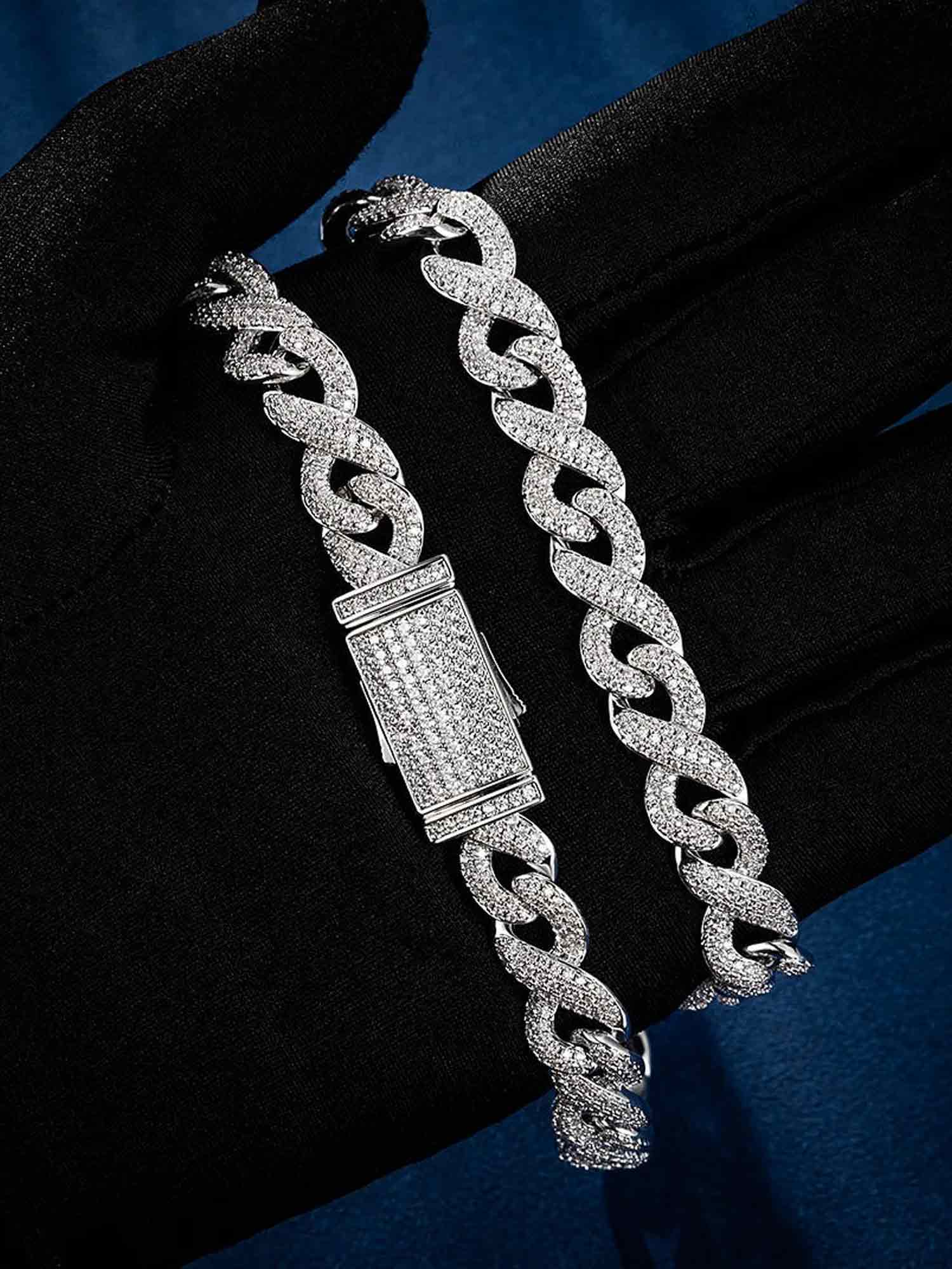 10mm S925 Moissanite Infinity Link Bracelet