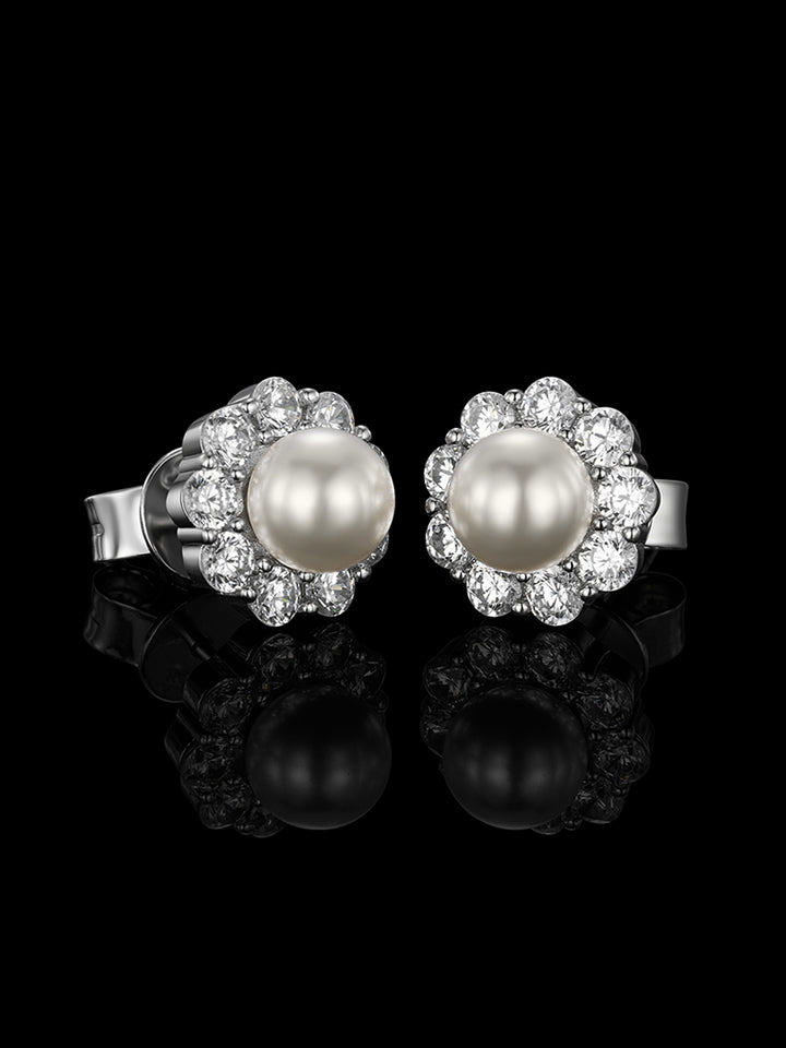 S925 Moissanite Pearl Stud Earrings