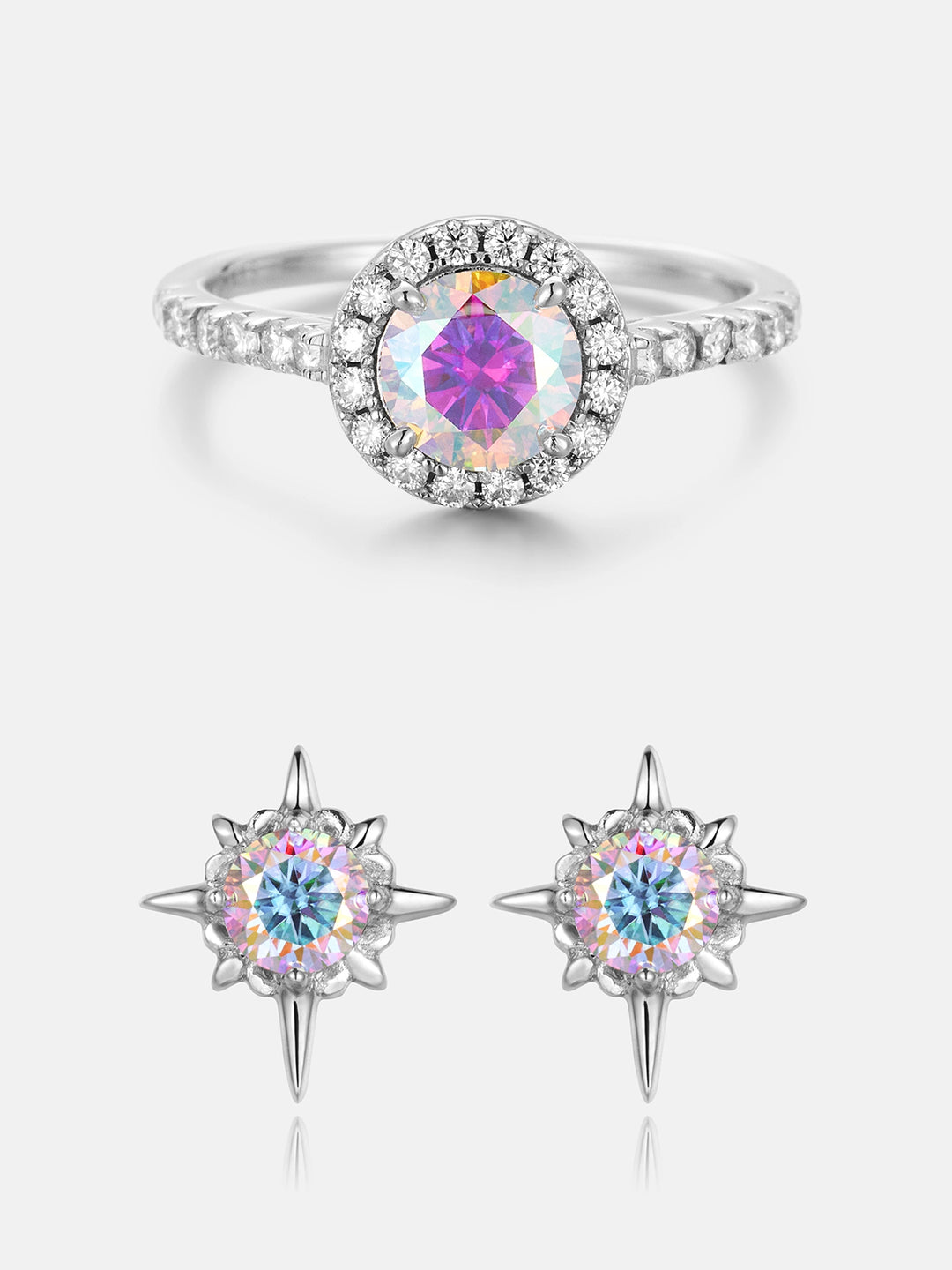 $99 Get Total Rainbow Moissanite Ring & Earrings