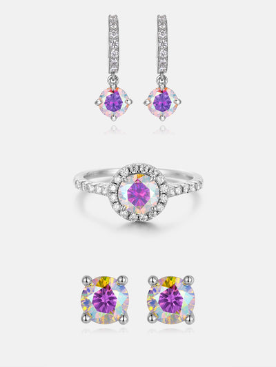 $199 Get Two Pairs Of Rainbow Moissanite Earrings + One Ring Set