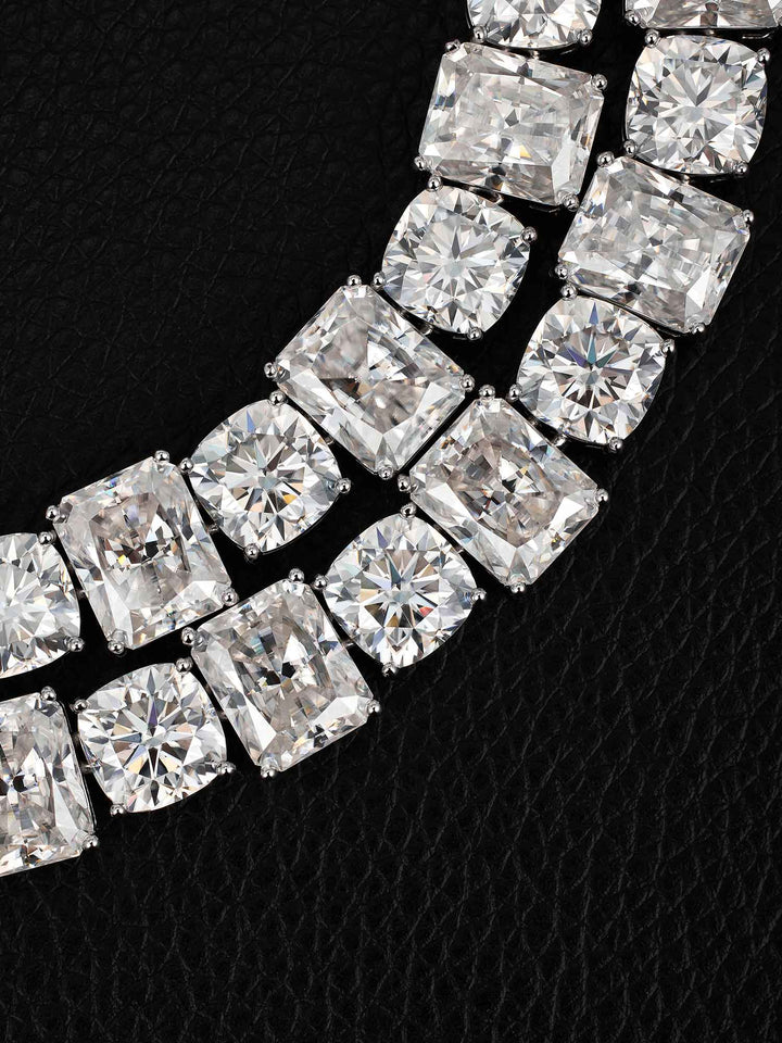 11MM Round & Baguette Moissanite Tennis Bracelet Or Chain