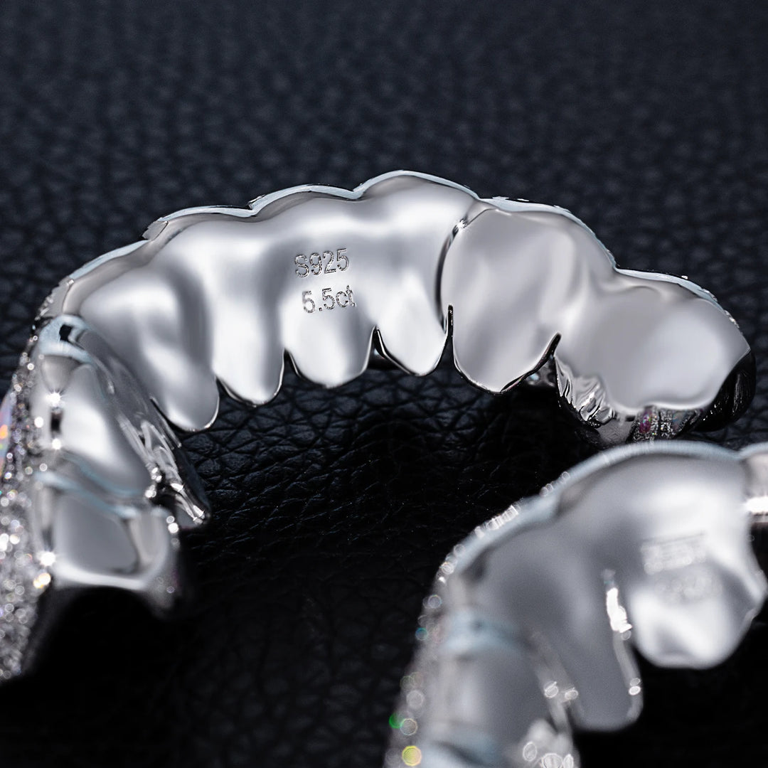 Pave Setting Diamond Grillz White & Pink Opal