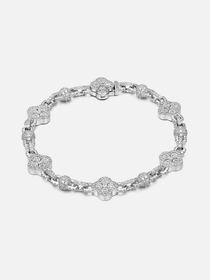 Moissanite Four Leaf Clover And Bead Bracelet