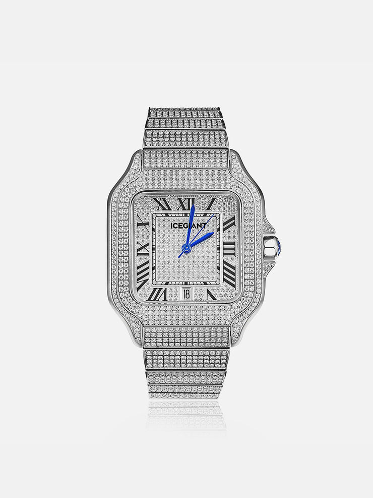 Fully Iced Out Rectangle Moissanite Watch