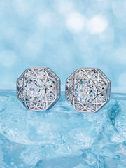 Octagonal Cut Moissanite Atomic Wire Earrings