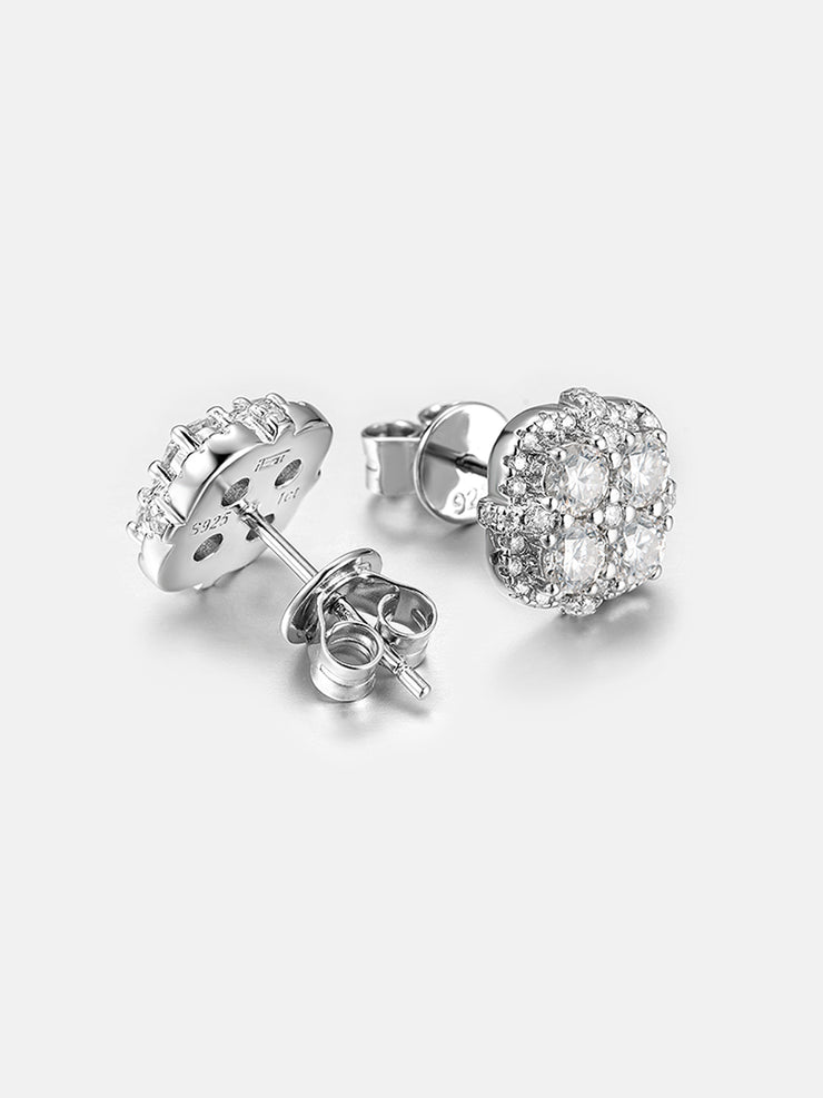 Moissanite Round Cut Cluster Earrings