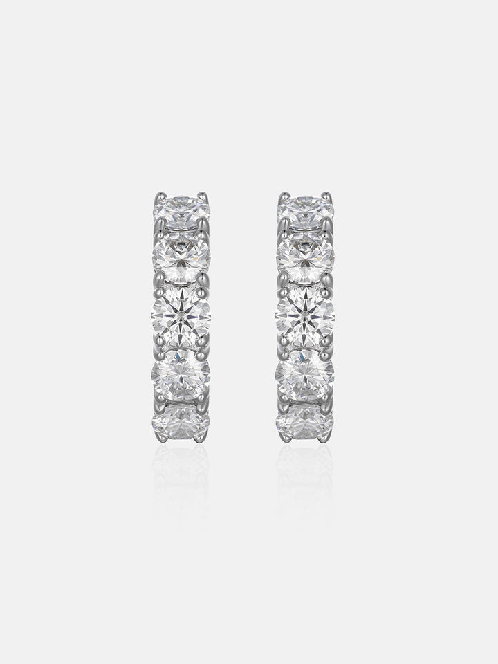 Moissanite Single Row Hoop Earrings-5CT Total