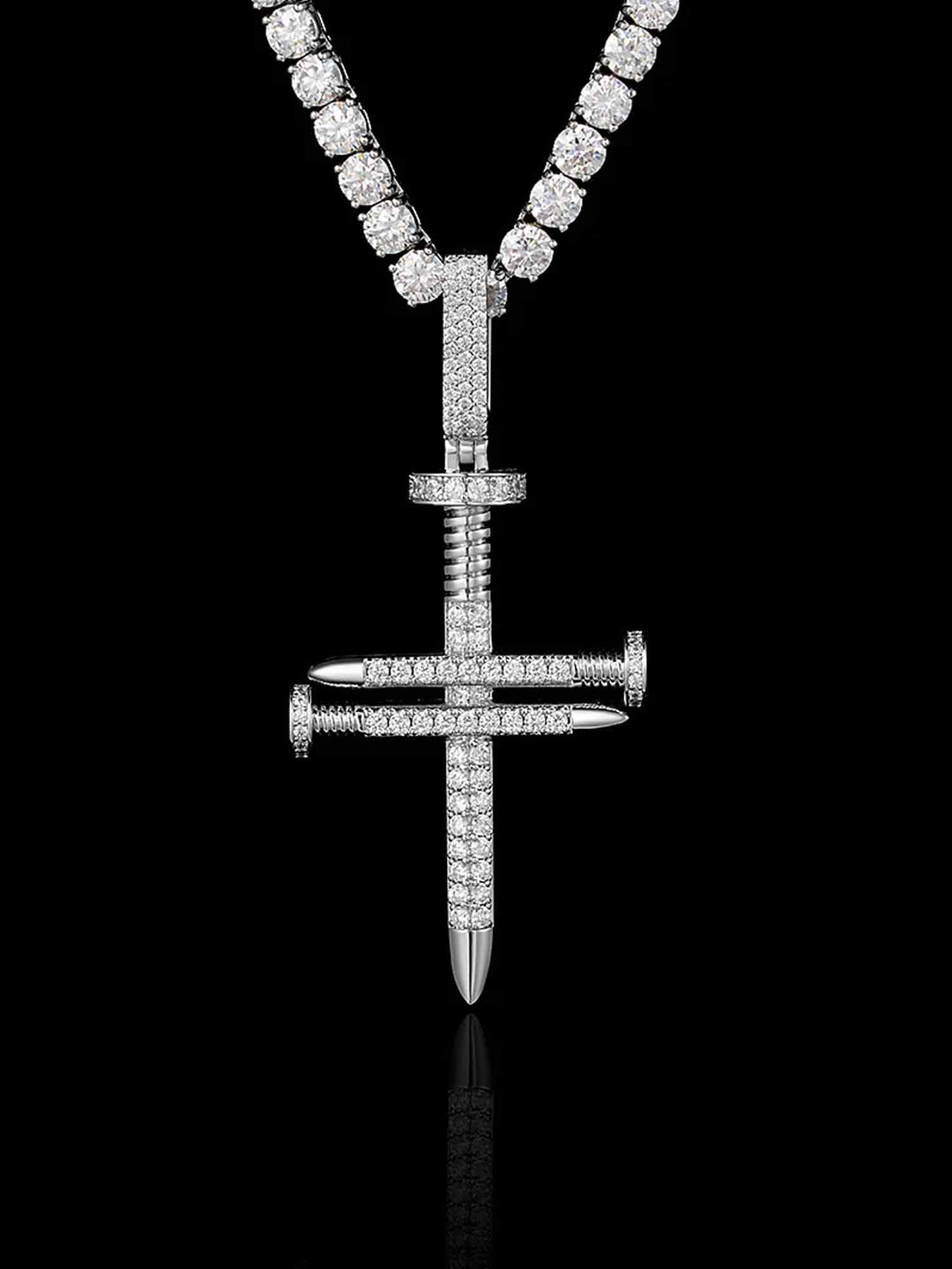 Moissanite Nail Cross Pendant