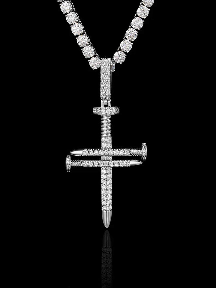 Moissanite Nail Cross Pendant