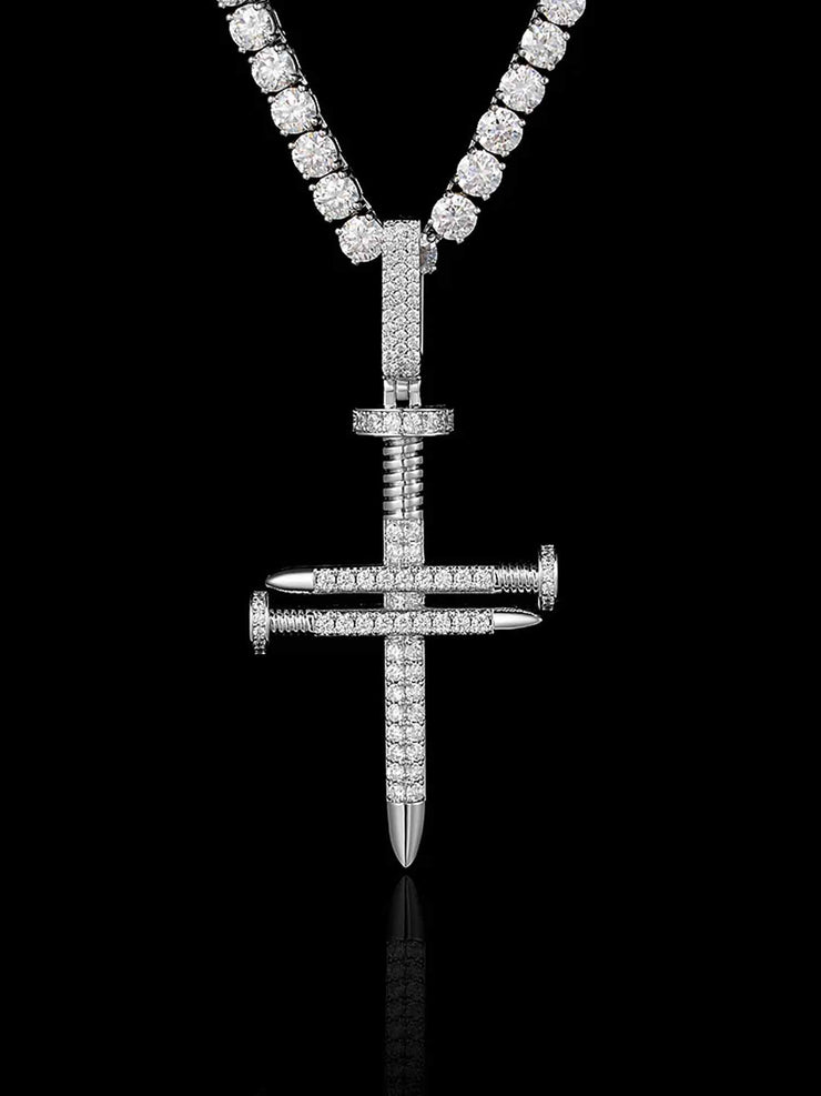 Moissanite Nail Cross Pendant