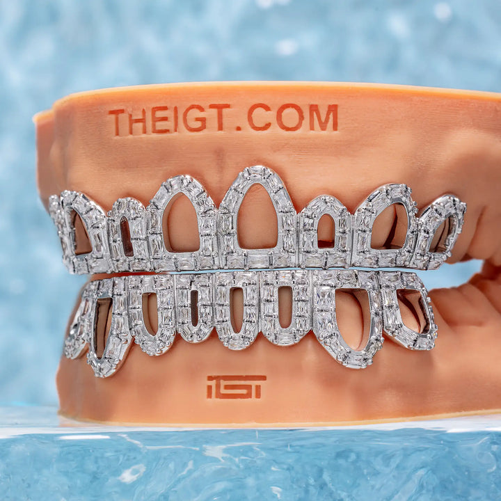 Open Face Flawless Baguette Diamond Grillz
