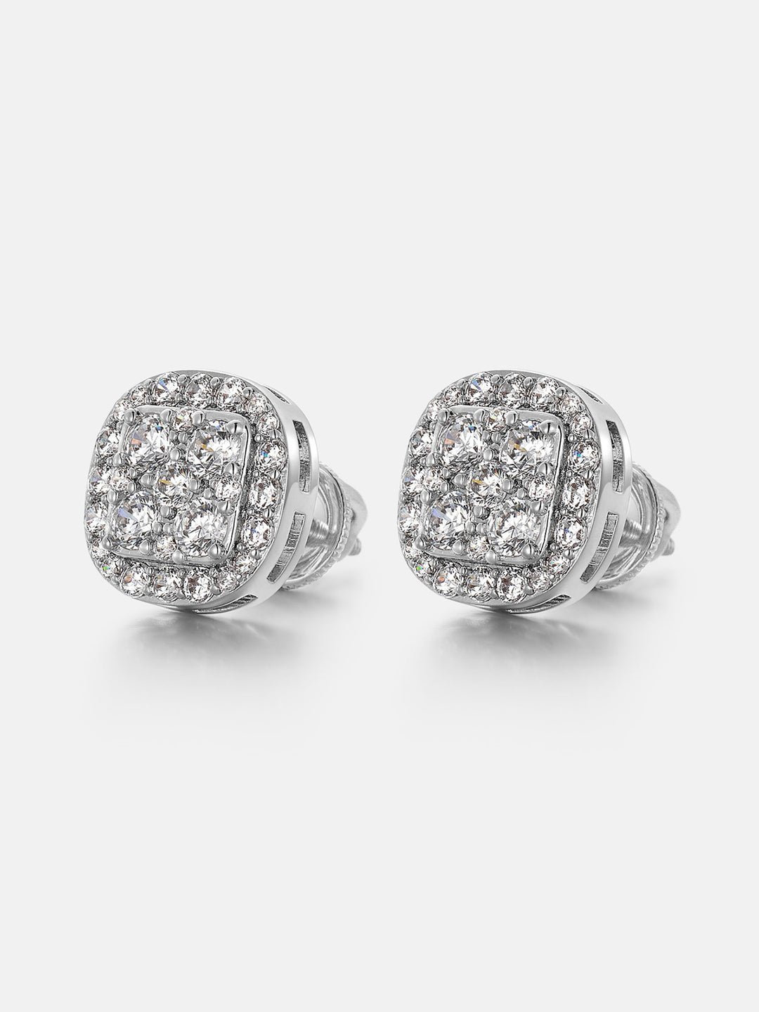 Double-layer Full Iced Moissanite Square Earrings