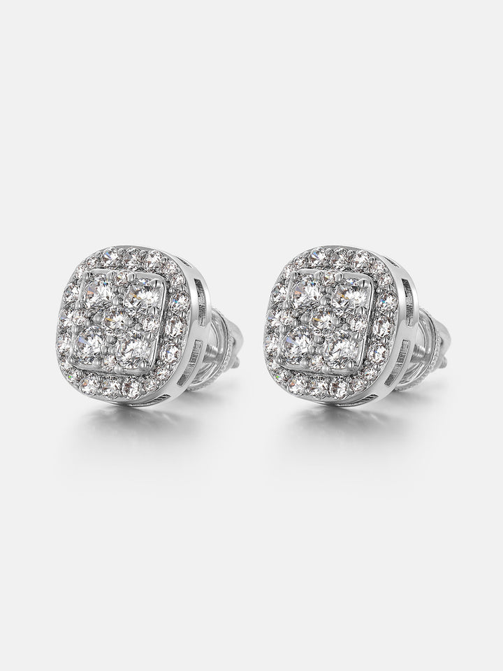 Double-layer Full Iced Moissanite Square Earrings
