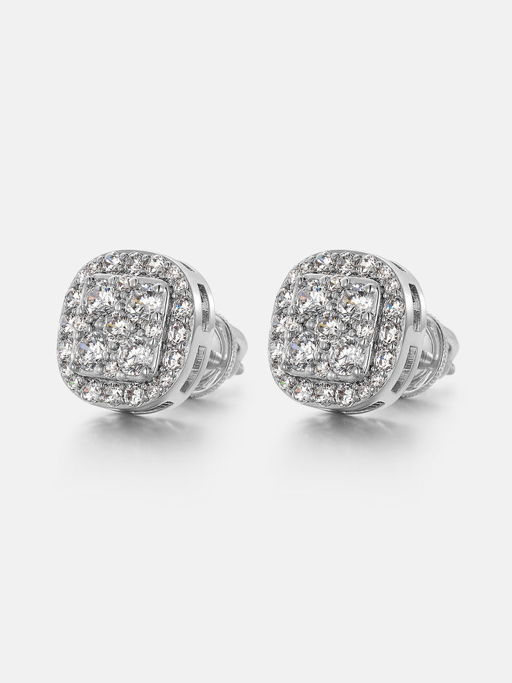 Double-layer Full Iced Moissanite Square Earrings