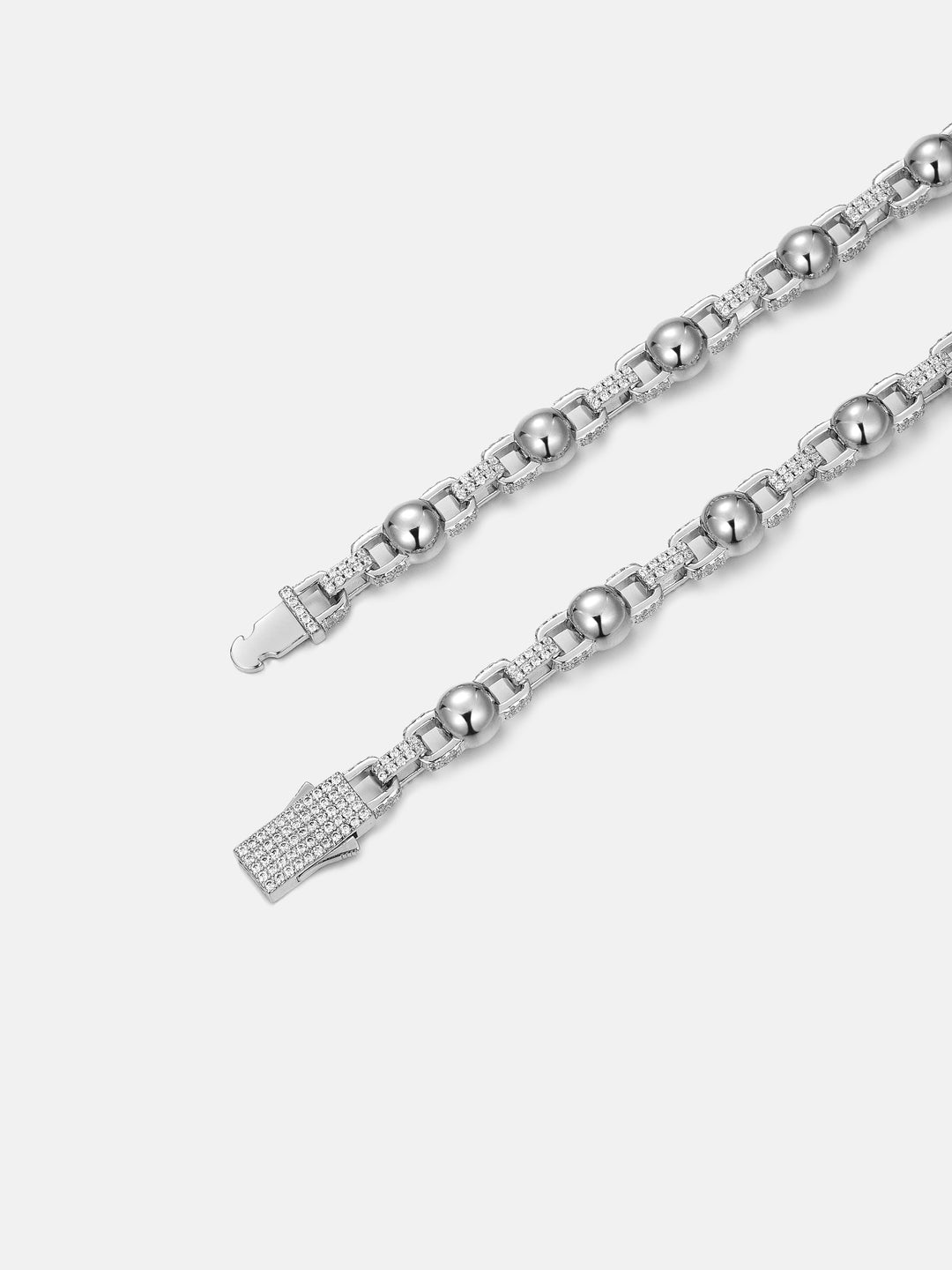 7mm Plain Round Ball Moissanite Rolo Chain Or Bracelet