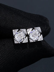 Solitaire Octagon Moissanite Square Cluster Stud Earrings