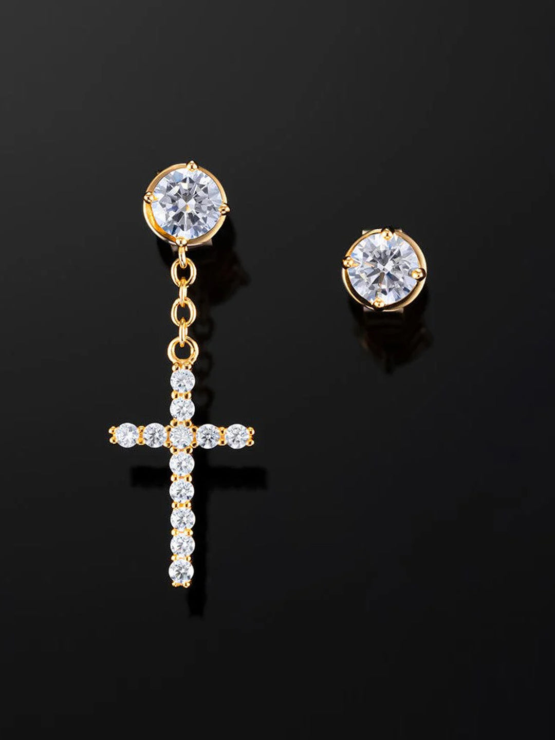 S925 Stud Cross Dangle Moissanite Earrings