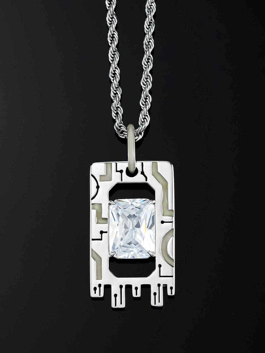 Cyberpunk Fluorescent Memory Chip Pendant