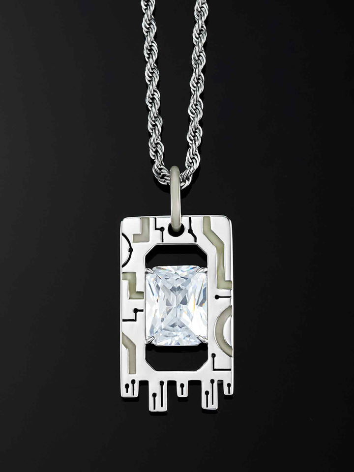 Cyberpunk Fluorescent Memory Chip Pendant