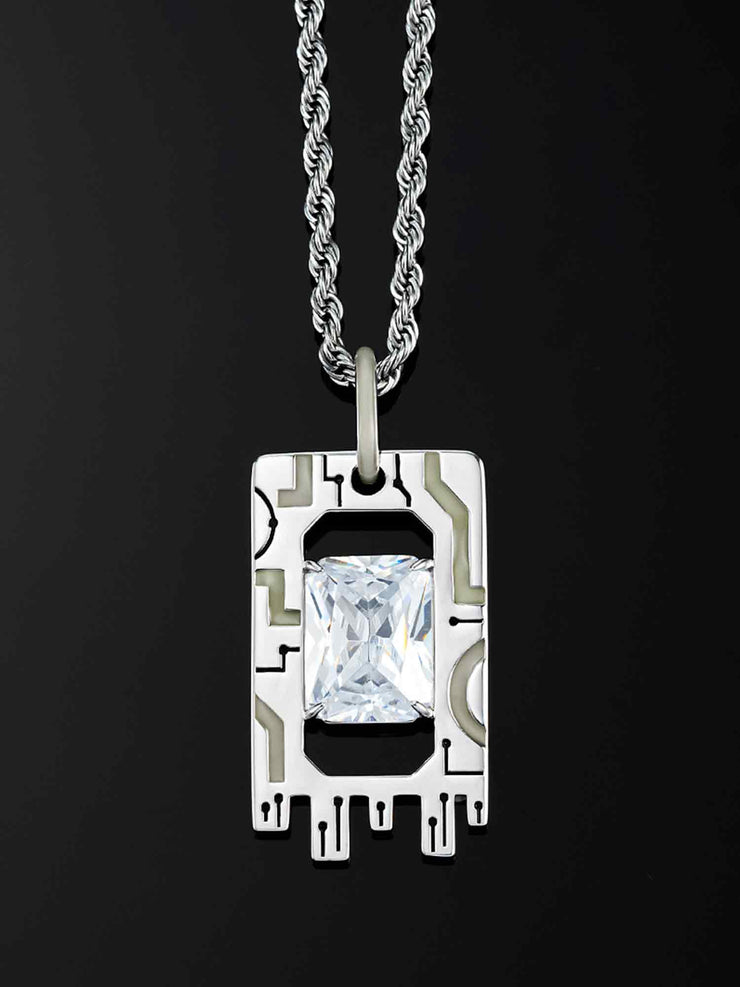 Cyberpunk Fluorescent Memory Chip Pendant