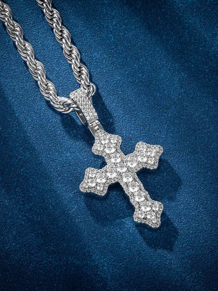 Iced Gothic Cross Pendant