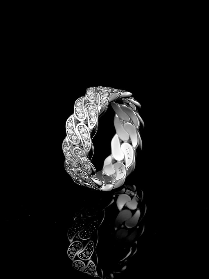 Solid Gold 8mm Diamond Cuban Ring - deposit