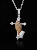 Moissanite Enamel Praying Hands Pendants