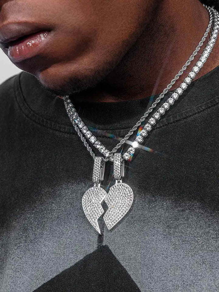 Moissanite Broken Heart Pendant
