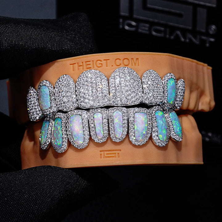 Pave Setting Opal Diamond Grillz