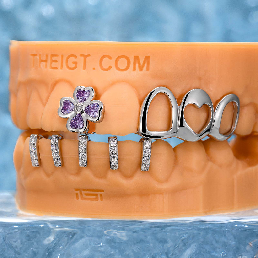 Open Face With Diamond Gap Bar Grillz