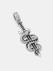 S925 Moissanite Snake & Sword Pendant