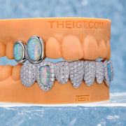 Custom Fully Iced Opal Moissanite Diamond Grillz