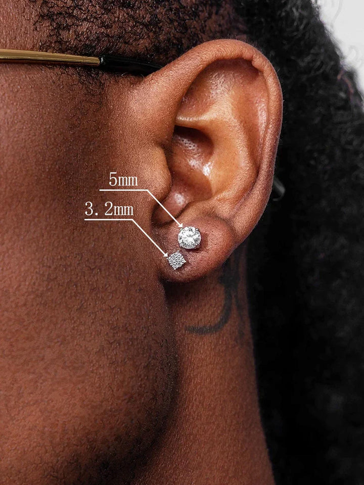 925 Sterling Silver Round Cut Moissanite Earrings-1.00CT Total