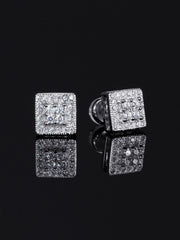 2 Pairs Pack White / Yellow Gold Convex Square Earrings